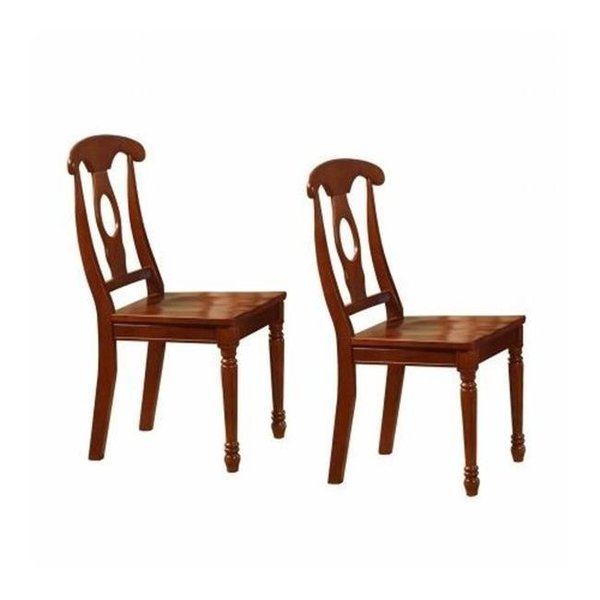 East West Furniture East West NAC-SBR-W Napoleon styled chair with wood seat; Saddle Brown - Pack of 2 NAC-SBR-W